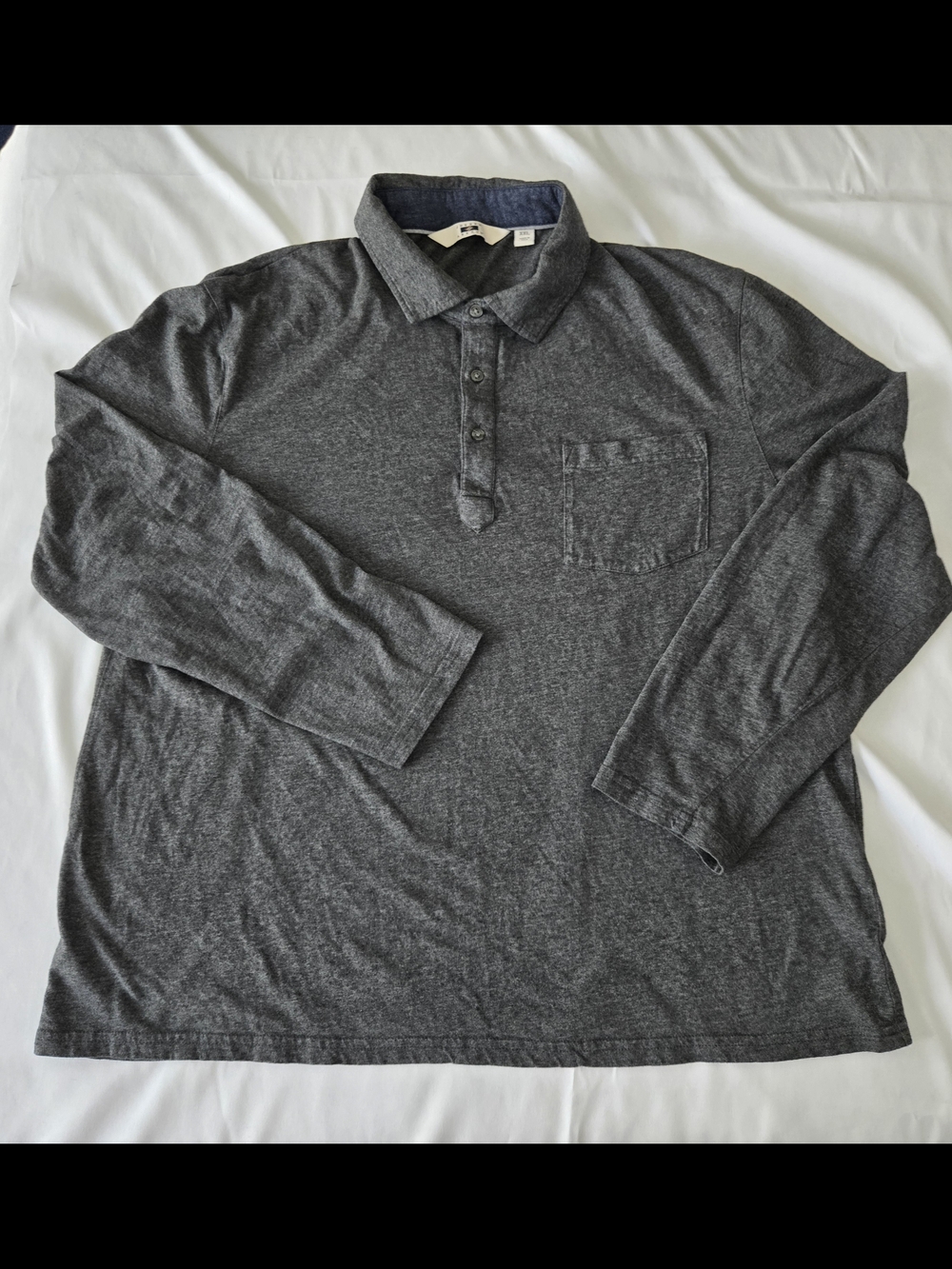 Joseph Abboud Men XXL Long Sleeve Pullover Polo Shirt Chest Pocket Buttons Soft
